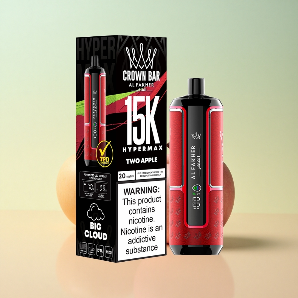 Al Fakher Crown Bar 15K Hypermax Kaks Õuna 22ml Nikotiiniga 600mAh