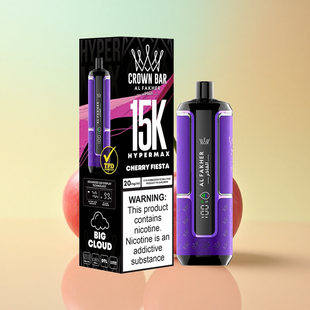Al Fakher Crown Bar 15K Hypermax Kirssi Pidu 600mAh 22ml 6mg nikotiini