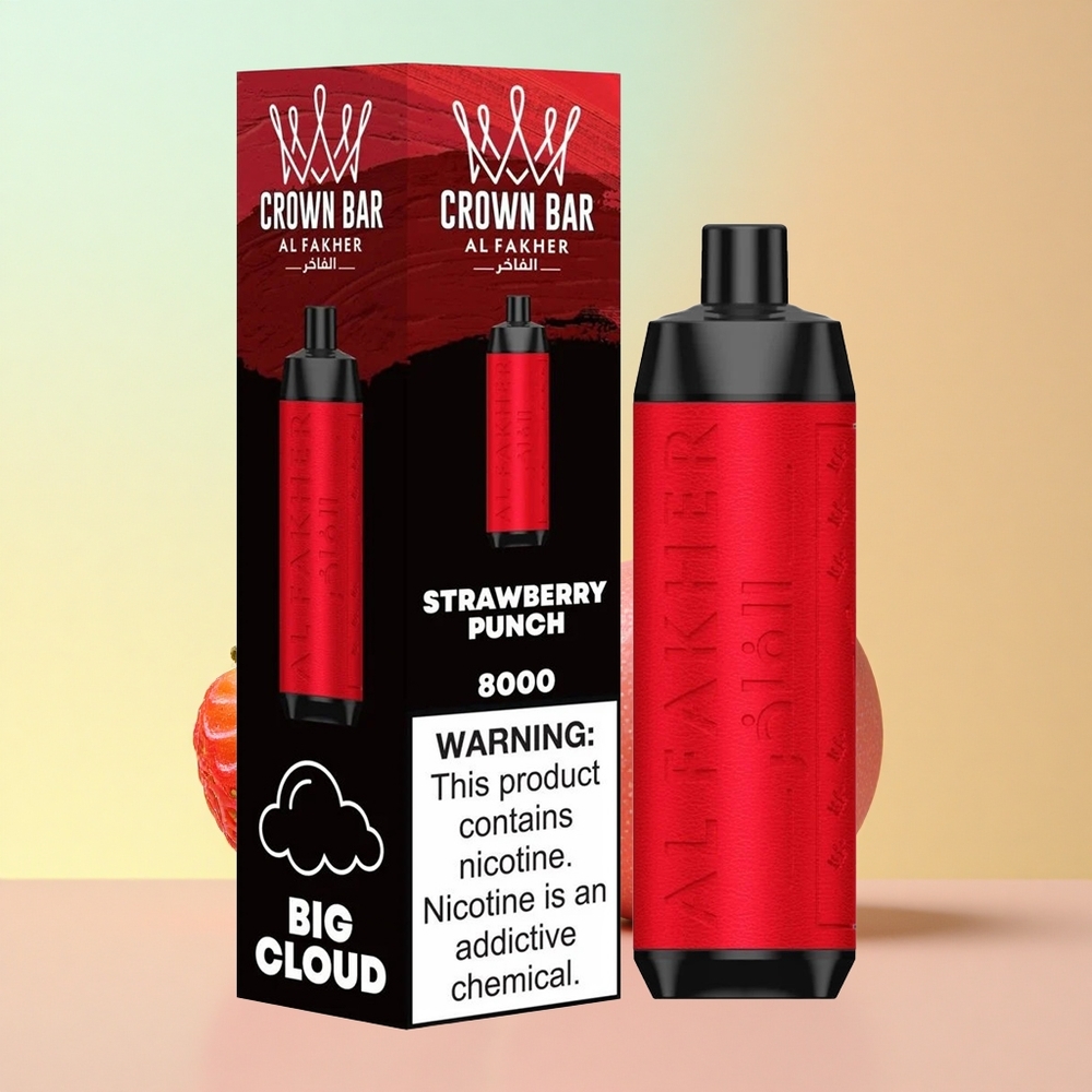 Al Fakher Crown Bar 8000 Crystal Maasikapung 600mAh 18ml nikotiin