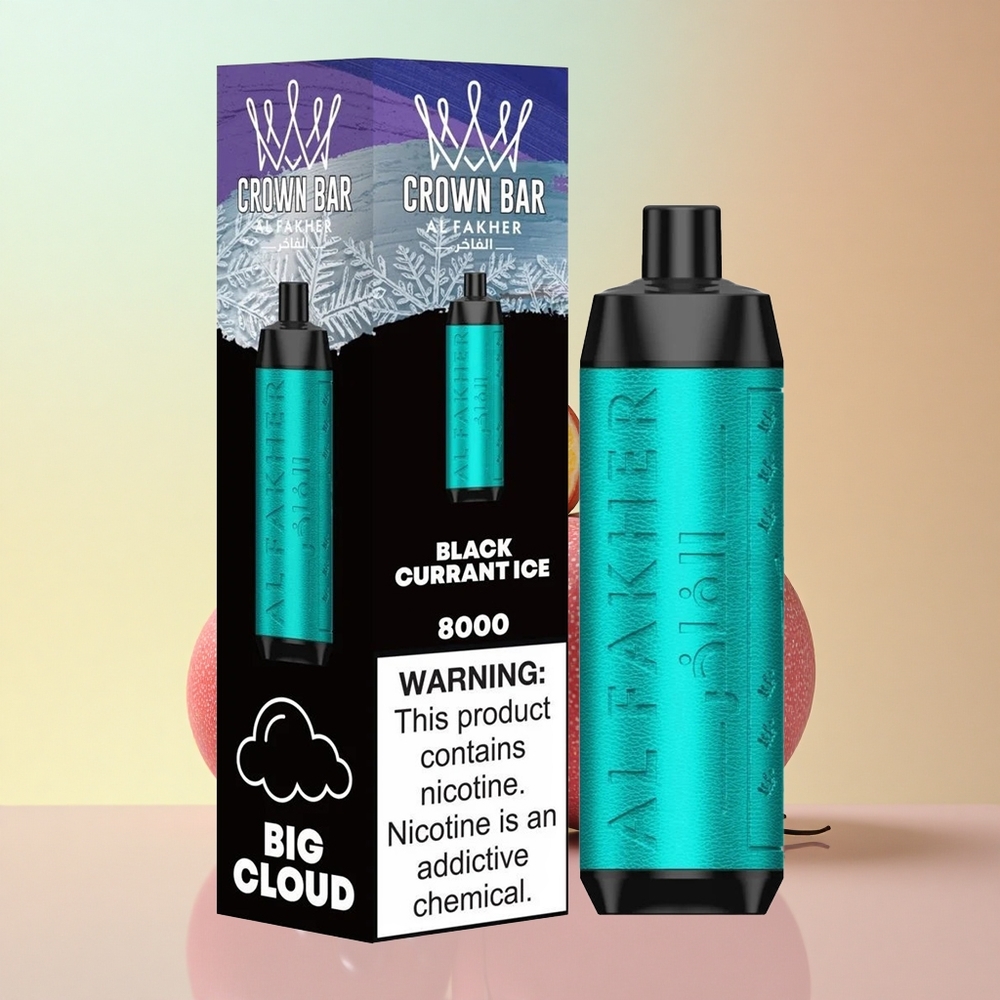 Al Fakher Crown Bar 8000 Crystal Mustika-Mustikas Jää 600mAh 5mg Nikotiini