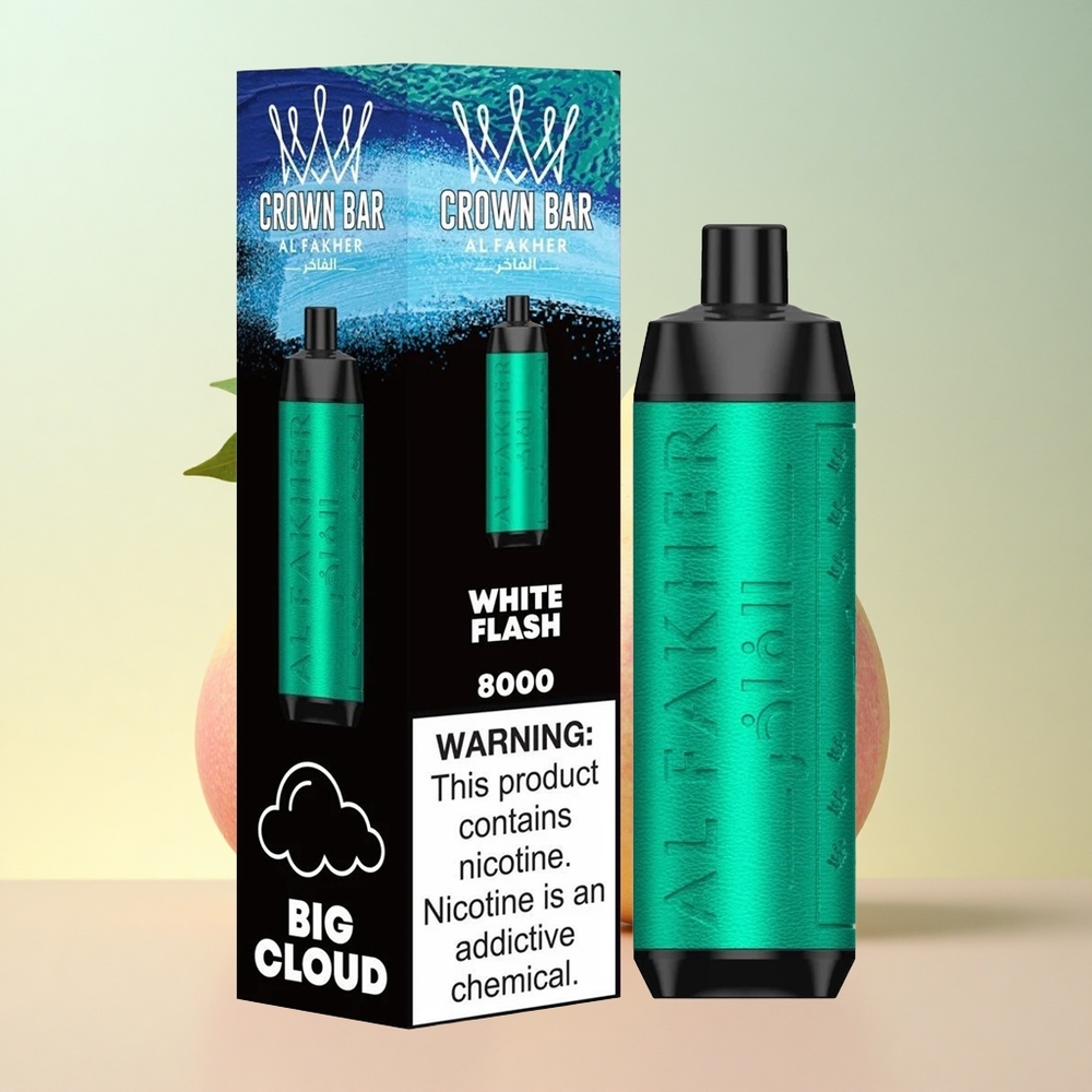 Al Fakher Crown Bar 8000 Crystal Valge Sähvatus 600mAh 18ml Nikotiin